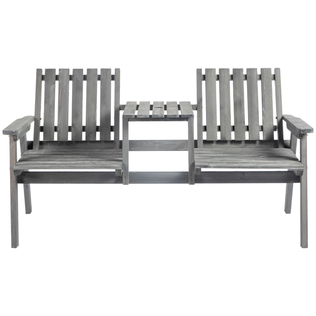 Set Giardino con Tavolo e 2 Sedie ¨C zephmum ¨C Legno Massello Grigio 152x70x83 cm