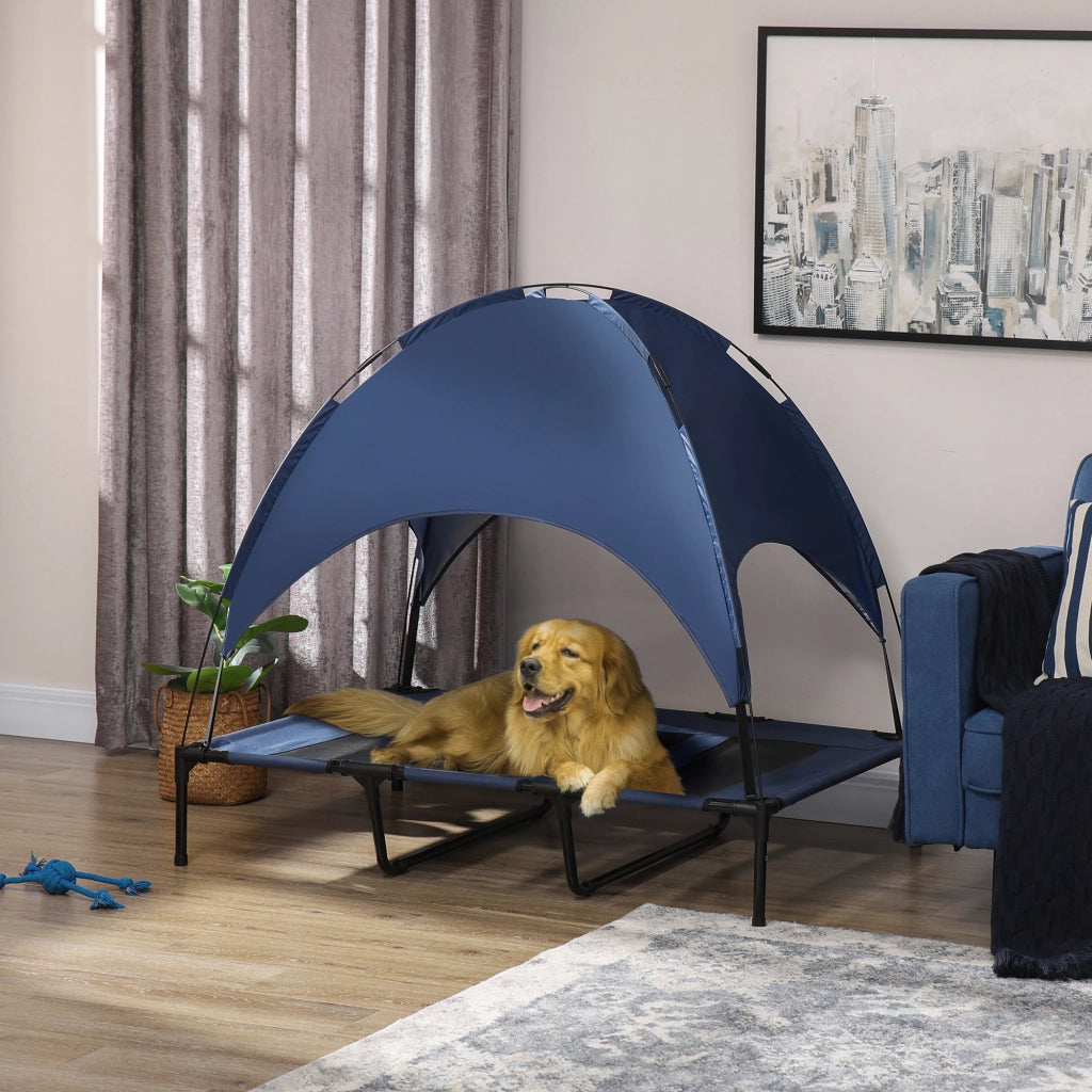 Cuccia per Cani Esterno con Baldacchino ¨C Zephmum ¨C Blu e Nero 122x92x108 cm