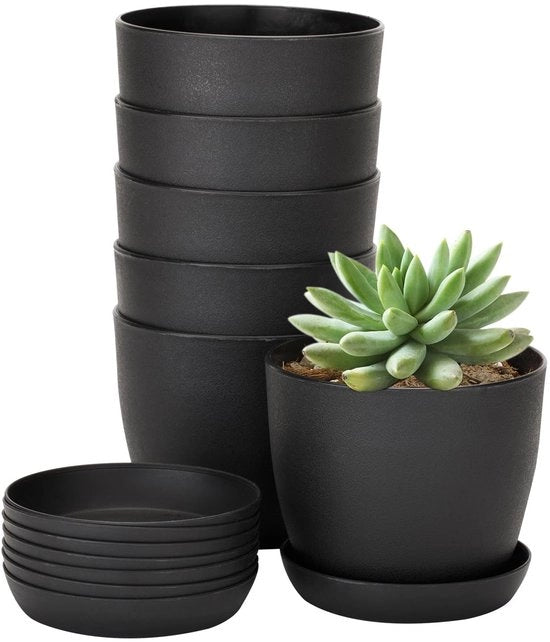 Piantagione in Plastica da 10 cm - 8 Pezzi - Adatto per Esterno - Sostenibile - Antisfondamento - Per Giardino e Balcone - Vaso per Piante
