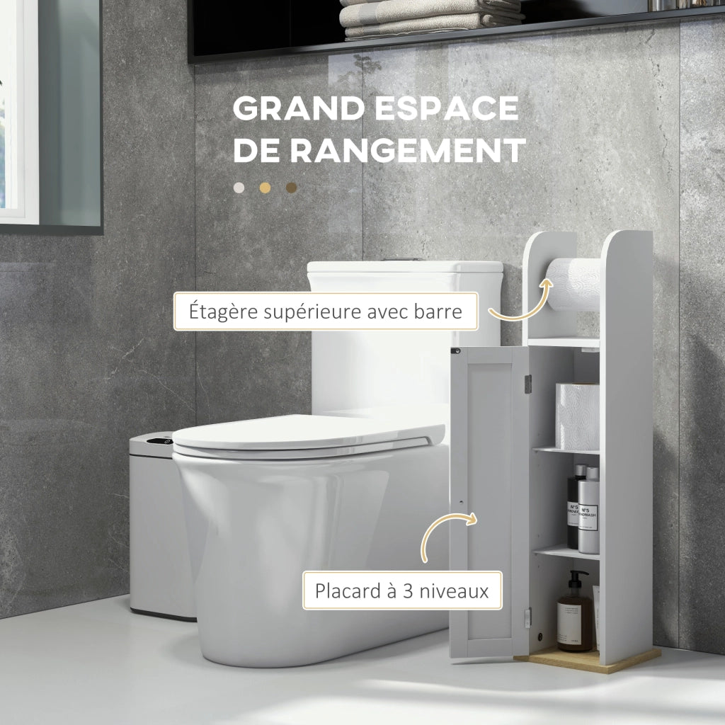 Mobiletto bagno con ripiano regolabile e armadietto ¨C zephmum ¨C 20x20x80 cm bianco