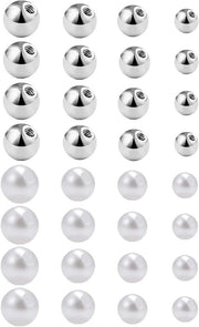 Set di accessori per piercing in argento e acciaio inossidabile da 32 pezzi