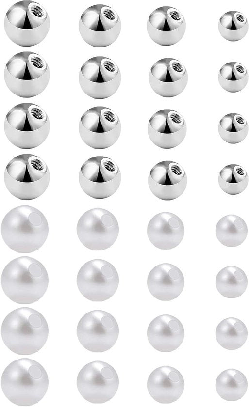 Set di accessori per piercing in argento e acciaio inossidabile da 32 pezzi