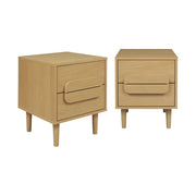 Set 2 comodini vintage effetto legno 2 cassetti, quercia
