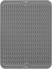 Mat di asciugatura premium 40 x 30 cm - Mat di asciugatura in silicone - Mat di asciugatura con contenitore di raccolta - Asciugacapelli per piatti e frutta - Mat di asciugatura antiscivolo - Mat di asciugatura per la cucina.
