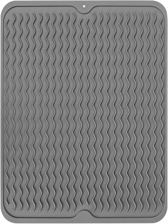 Mat di asciugatura premium 40 x 30 cm - Mat di asciugatura in silicone - Mat di asciugatura con contenitore di raccolta - Asciugacapelli per piatti e frutta - Mat di asciugatura antiscivolo - Mat di asciugatura per la cucina.