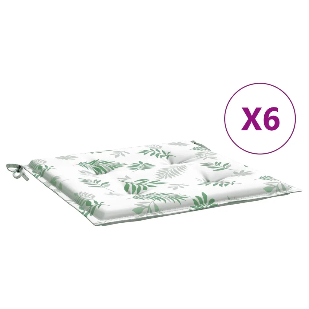 Cuscini per Sedia 6 pz Motivo a Foglie 40x40x4 cm Tessuto 361022