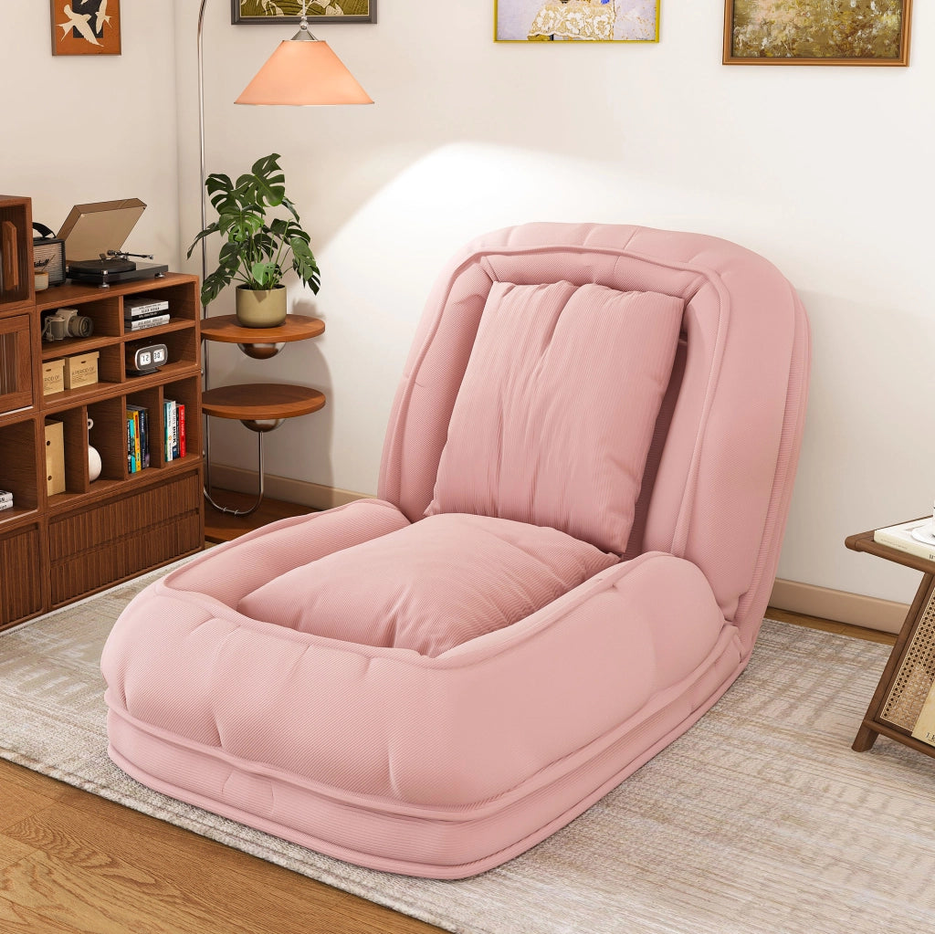 Divano letto pieghevole regolabile 5 posizioni; 80x22x87 cm; tessuto e metallo; rosa