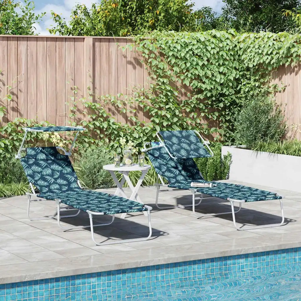 2 pz Lettino Prendisole | Sdraio da giardino | Lettino da sole Verde 58 x 188 x 77cm Poliestere