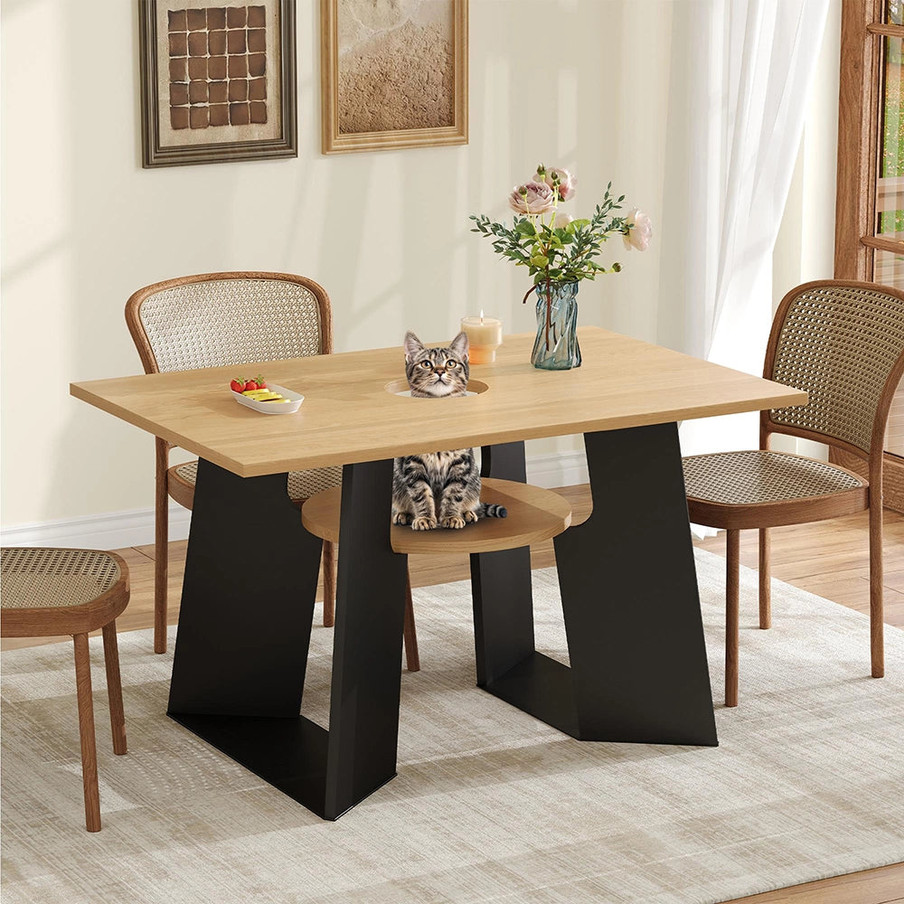 Tavolo rettangolare - Xylo - 130x85cm con spazio animali legno/nero
