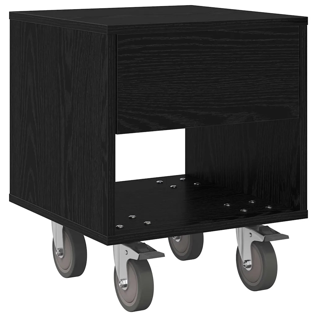 Set di 2 Comodini | Armadio da Notte | Mobiletto da notte Rovere Nero 40,5 x 40 x 48 cm Legno multistrato