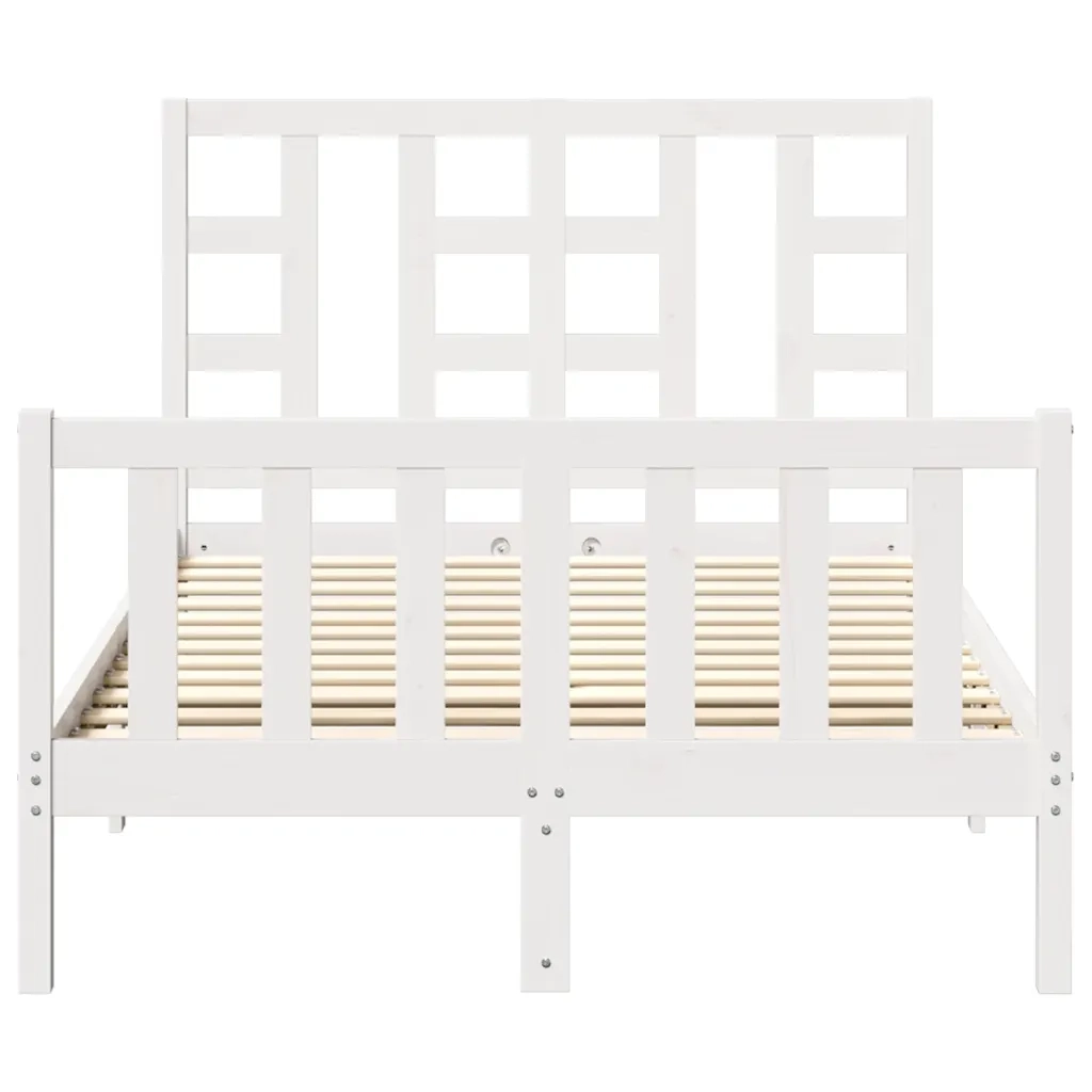 Giroletto senza Materasso-Struttura Letto Bianco 120x200 cm Legno Massello Pino 749986