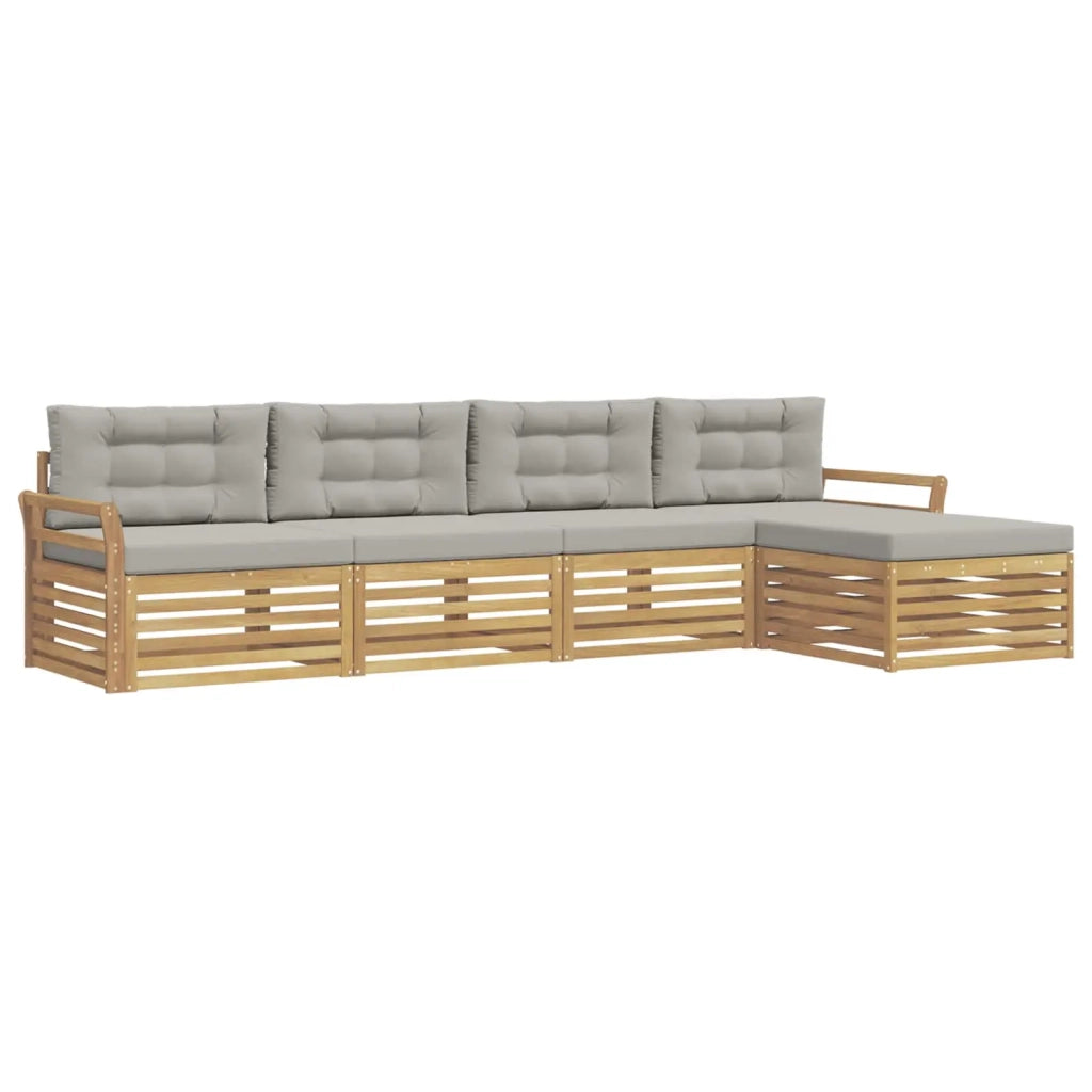 Set di divani da esterno 5 pz Bianco e Grigio Chiaro 3390326