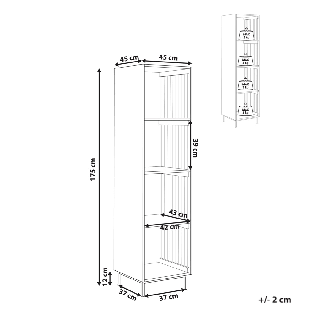 Scaffalatura Modulare 4 ripiani aperti in MDF Marrone chiaro stile moderno