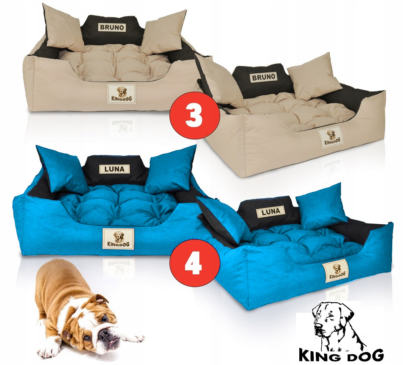 AIO FACTORY 55x45 cm KINGDOG Cuccia per cani impermeabile personalizzabile rossa