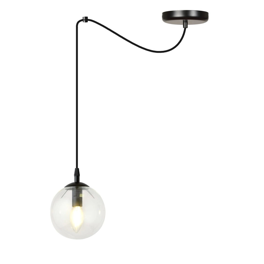 Lampada a sospensione GIGI in acciaio nero e vetro