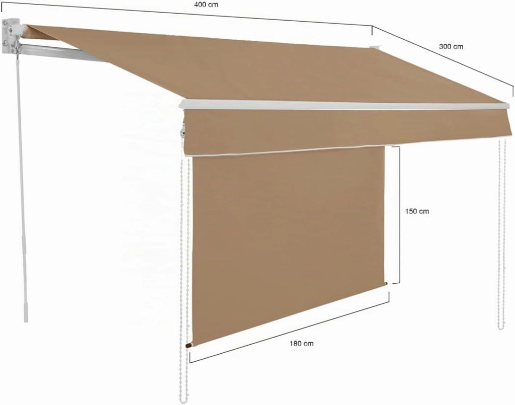 Tenda manuale 4x3 m taupe lambrequin H.1,50 m