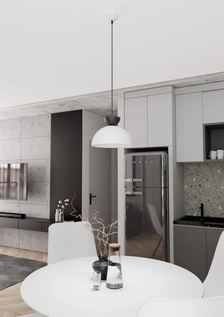 Lampadario Minimal Efesto Acciaio Bianco Nero 1 Luce Gx53 Ip20