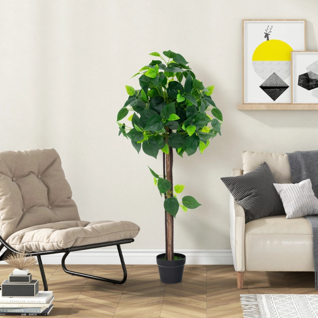 Albero di ortensie artificiale da 114cm con tronco in legno foglie di ortensie realistiche, Albero in vaso decorativo-Piante artificiali