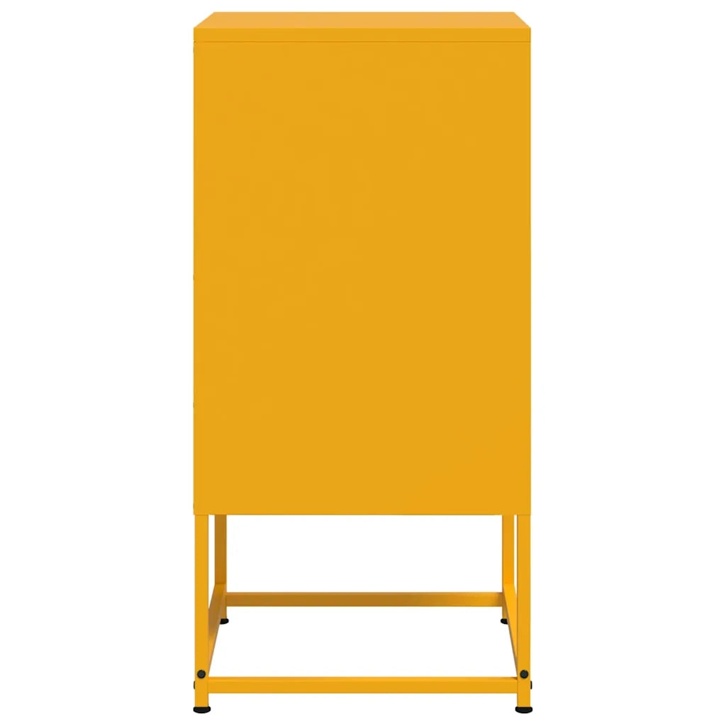 Comodini 2 pz-Set di 2 Tavolino da notte Giallo Senape 36x39x78 cm in Acciaio 303515