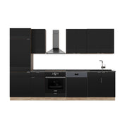 Cucina componibile Fame-Line Nero rigato/Rovere dorato 300 cm, PL Antracite Vicco