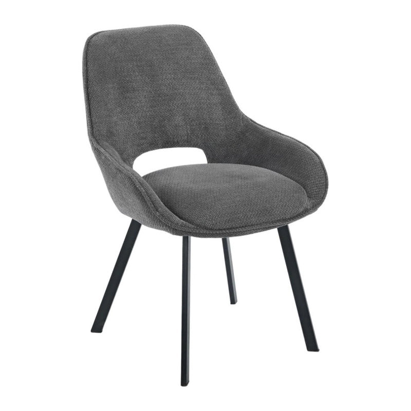 Set di 4 Sedie Krystal In Tessuto Grigio Dimensione 63x57x82cm