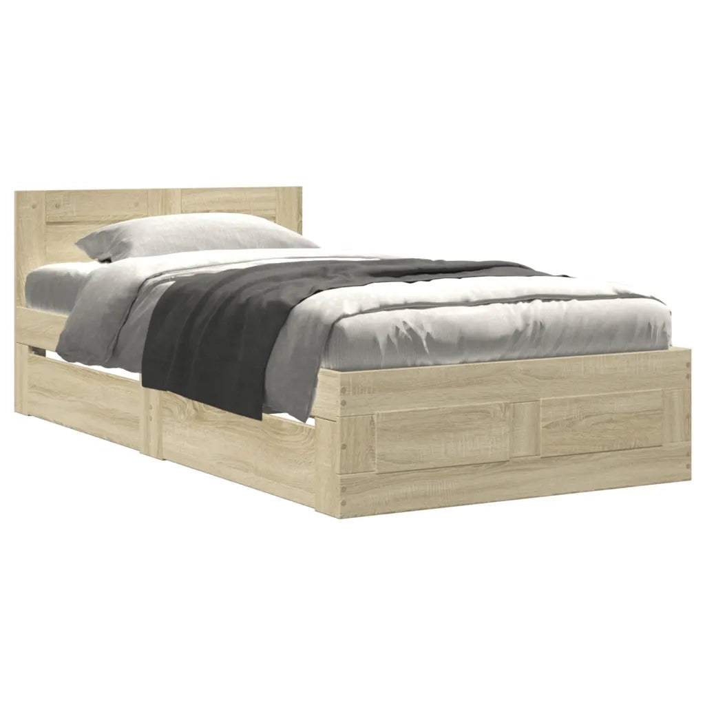 Giroletto con Testiera Rovere Sonoma 90x190cm Legno Multistrato 3295613