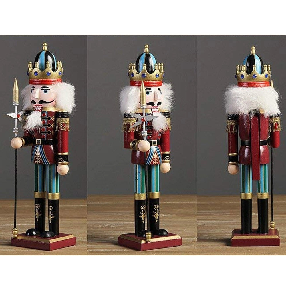 Trade Shop - 4 X Soldato Schiaccianoci Di Natale In Legno 30 Cm Decorazioni Natalizie 4 Pezzi -