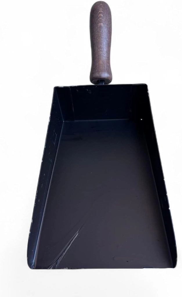 Paletta in Ferro Battuto per Camino e Stufa, Nero, con Manico in Legno, 36x15x2 cm
