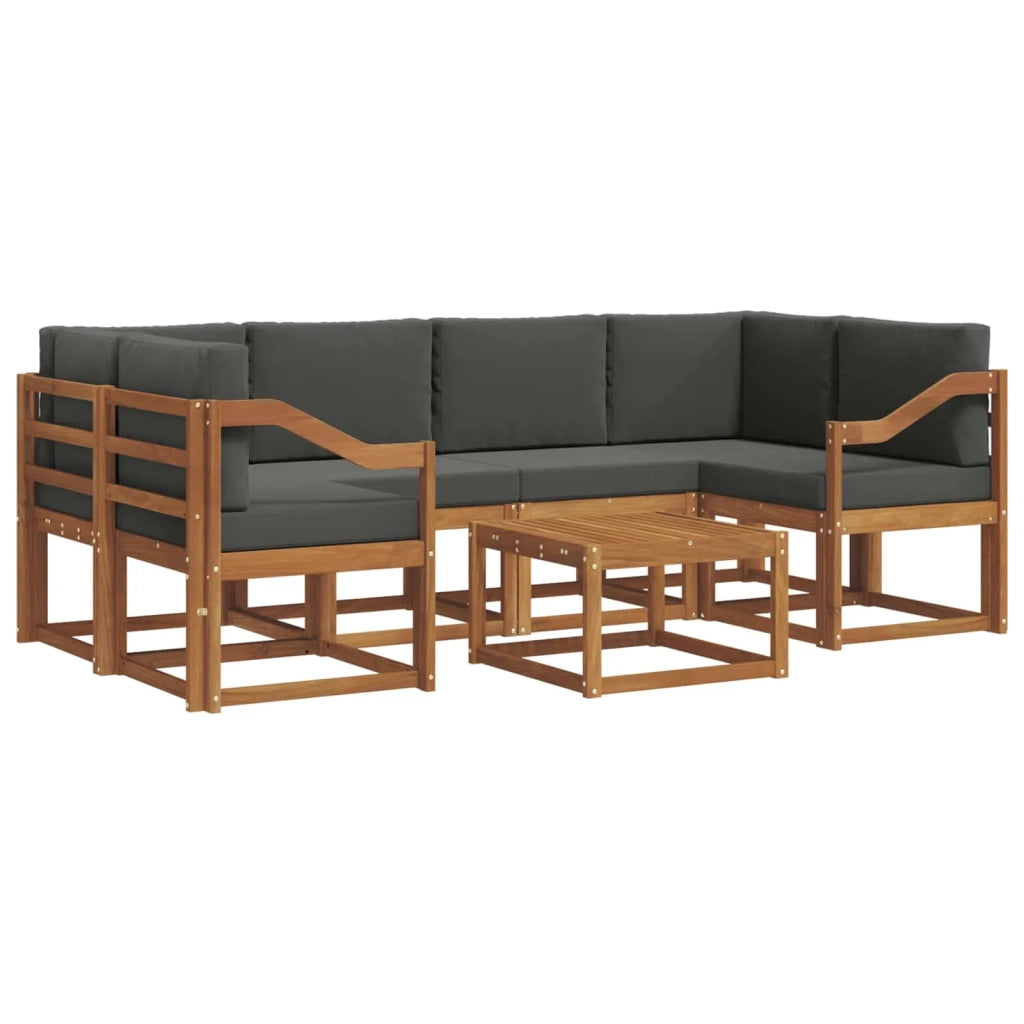 Set di divani da esterno con cuscino 7 pcs Naturale e Antracite