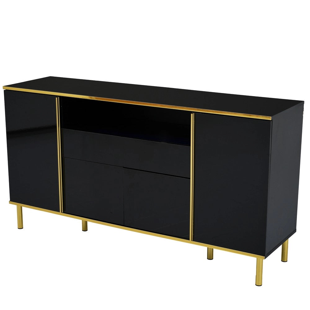 Cassettiera Sideboard ¨C Minimal ¨C nero lucido 150x40x80cm