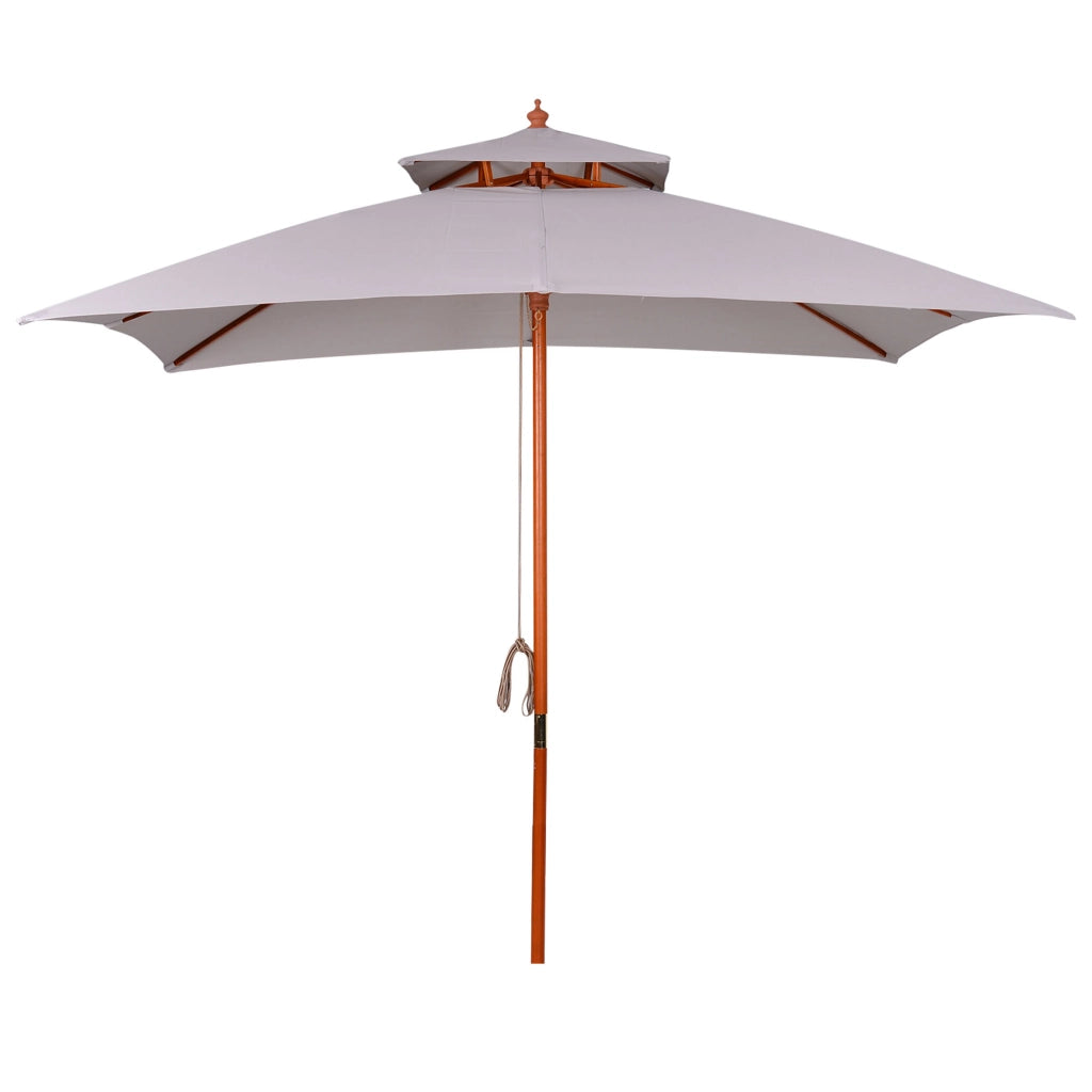Ombrellone da Giardino 3x3m con 8 Stecche in Bamb¨´ e Copertura Parasole a 2 Livelli, Grigio