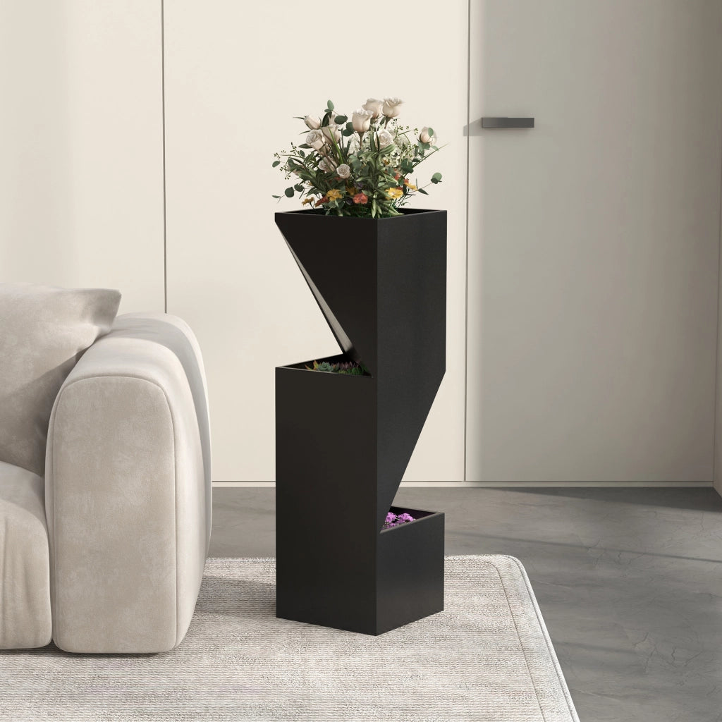 Fioriera da Esterno ¨C zephmum ¨C Metallo Nero 30x30x100 cm