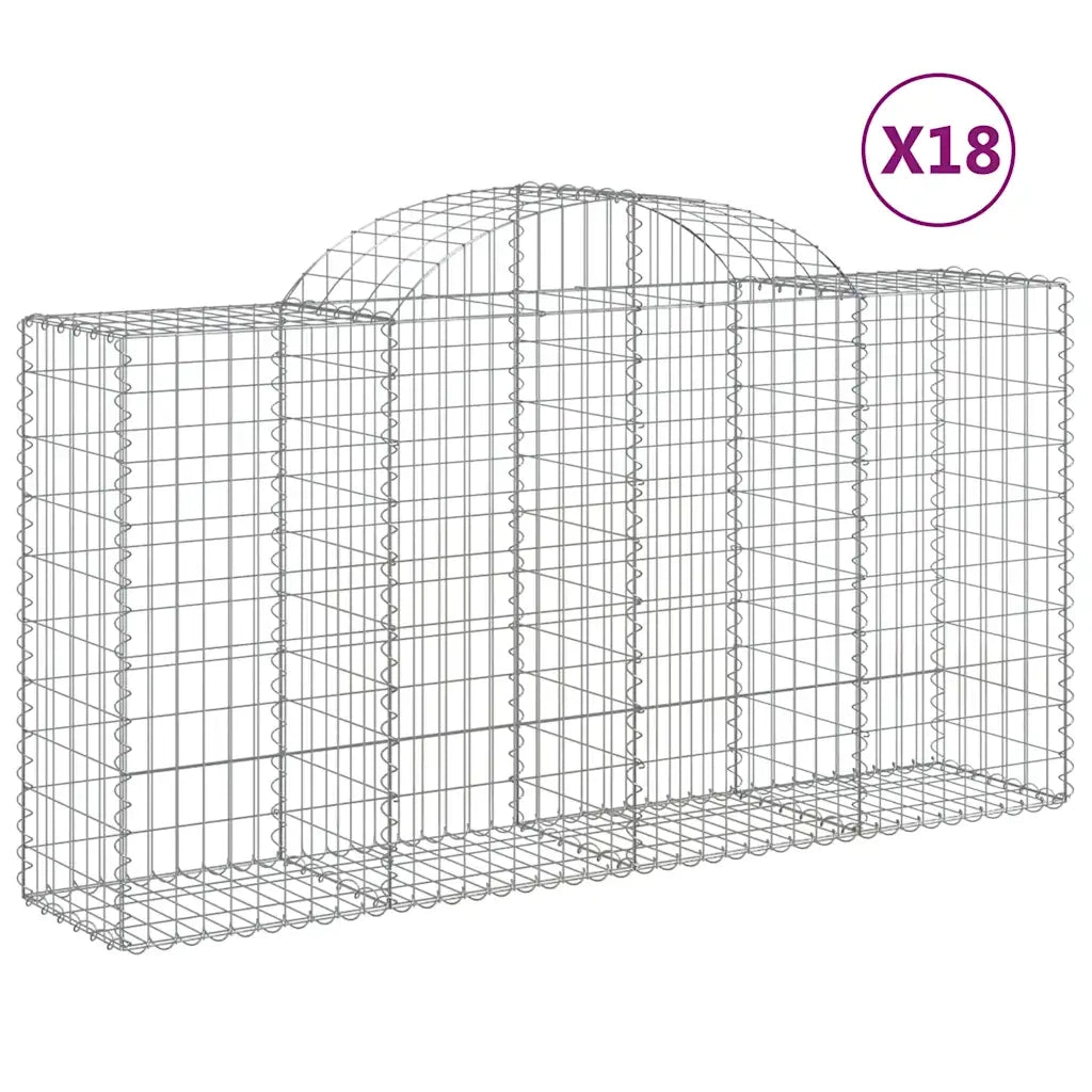 Cesti Gabbioni ad Arco 18 pz 200x50x100/120 cm Ferro Zincato 3146334