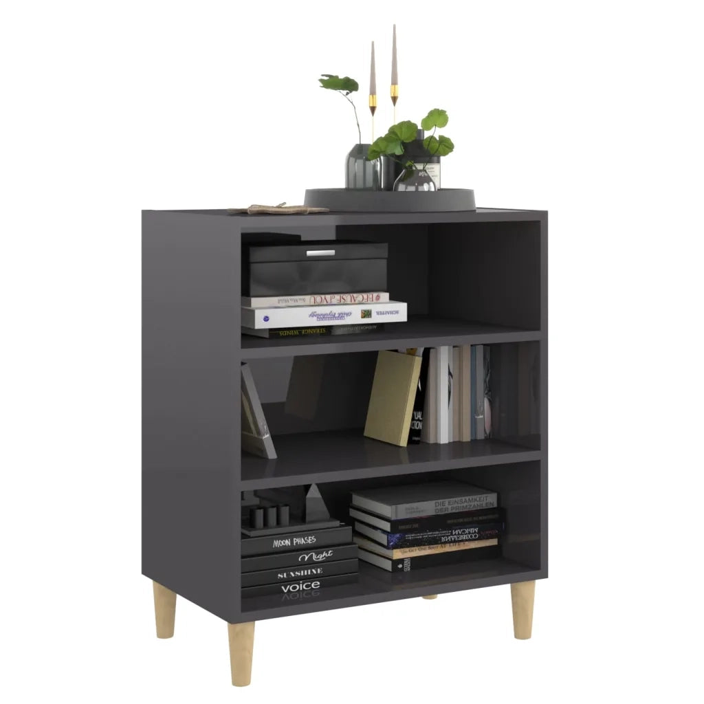 Credenza Grigio Lucido 57x35x70 cm in Legno Multistrato 806057
