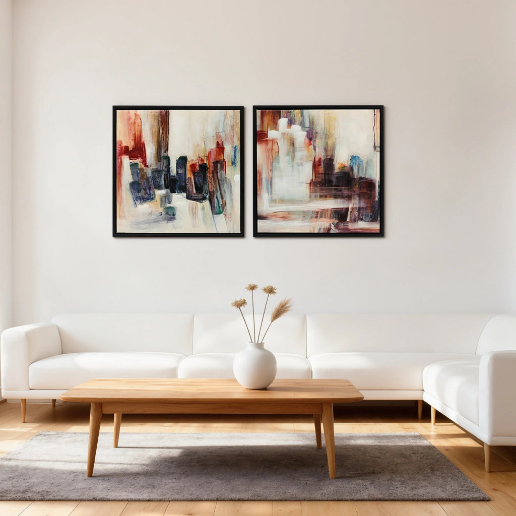 Quadro astratto su tela ¨C zephmum ¨C 40x40 cm 2 pezzi multicolore