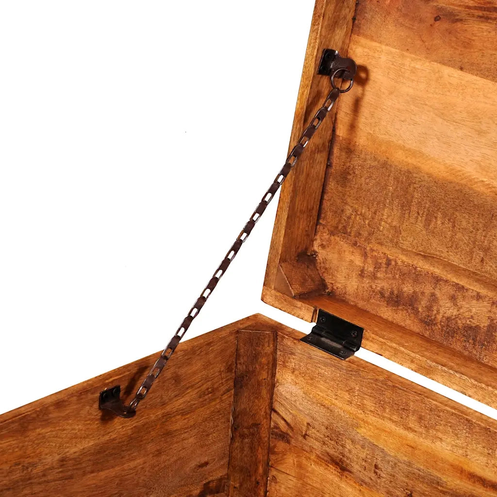 Cassapanca di Stoccaggio-Baule-Cassa a Cubo in Legno Ruvido di Mango