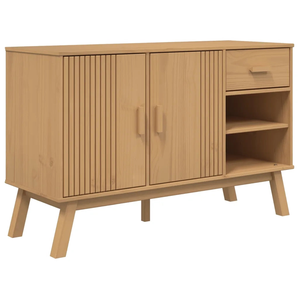 Credenza-Buffet-Armadio da cucina OLDEN Marrone 114x43x73,5 cm in Legno Massello di Pino 497657