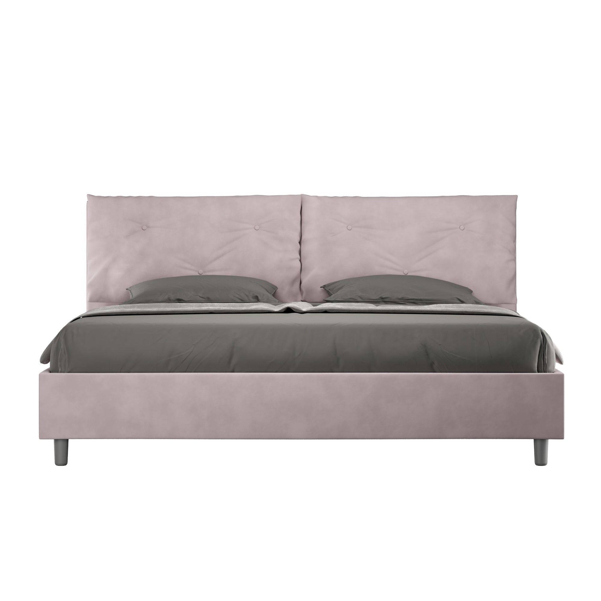 Letto Matrimoniale King Size 200x200 cm con Rete Imbottito in Microfibra Appia Large Glicine