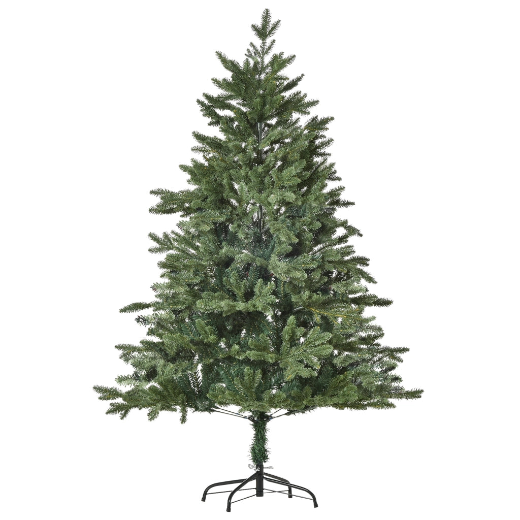 Albero di Natale artificiale 150 cm ¨C zephmum ¨C 444 punte, 3 forme foglie, ignifugo, con base metallica