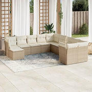 Set Divani da Giardino 11 pz con Cuscini Beige in Polyrattan 3218608