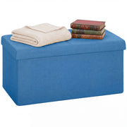 Pouf con contenitore ¨C zephmum ¨C blu, lino sintetico, 76x38x38 cm