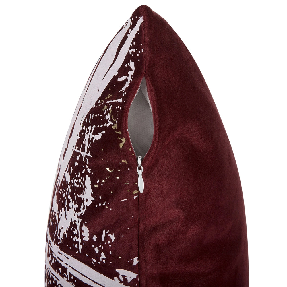 Set di 2 cuscini decorativi motivo foglia di palma bordeaux 45 x 45 cm motivo floreale stampa accessori arredamento glamour