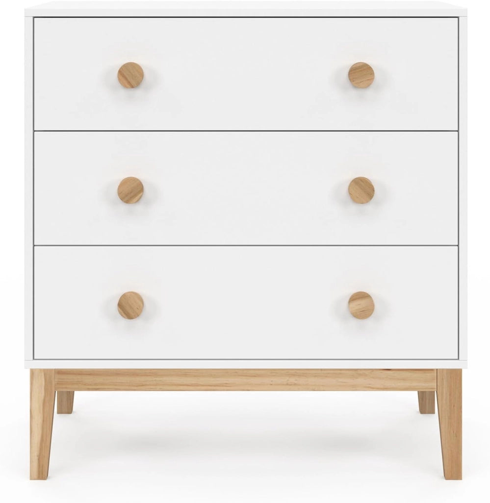 Cassettiera a 3 cassetti per bambini JACOB 80 cm in bianco e legno