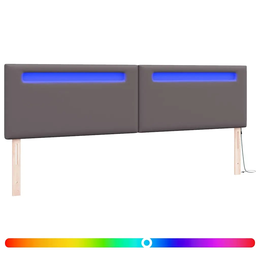 Testiera LED-Testata con LED-Testiera Decorativa Grigio 200 cm Pelle Sintetica