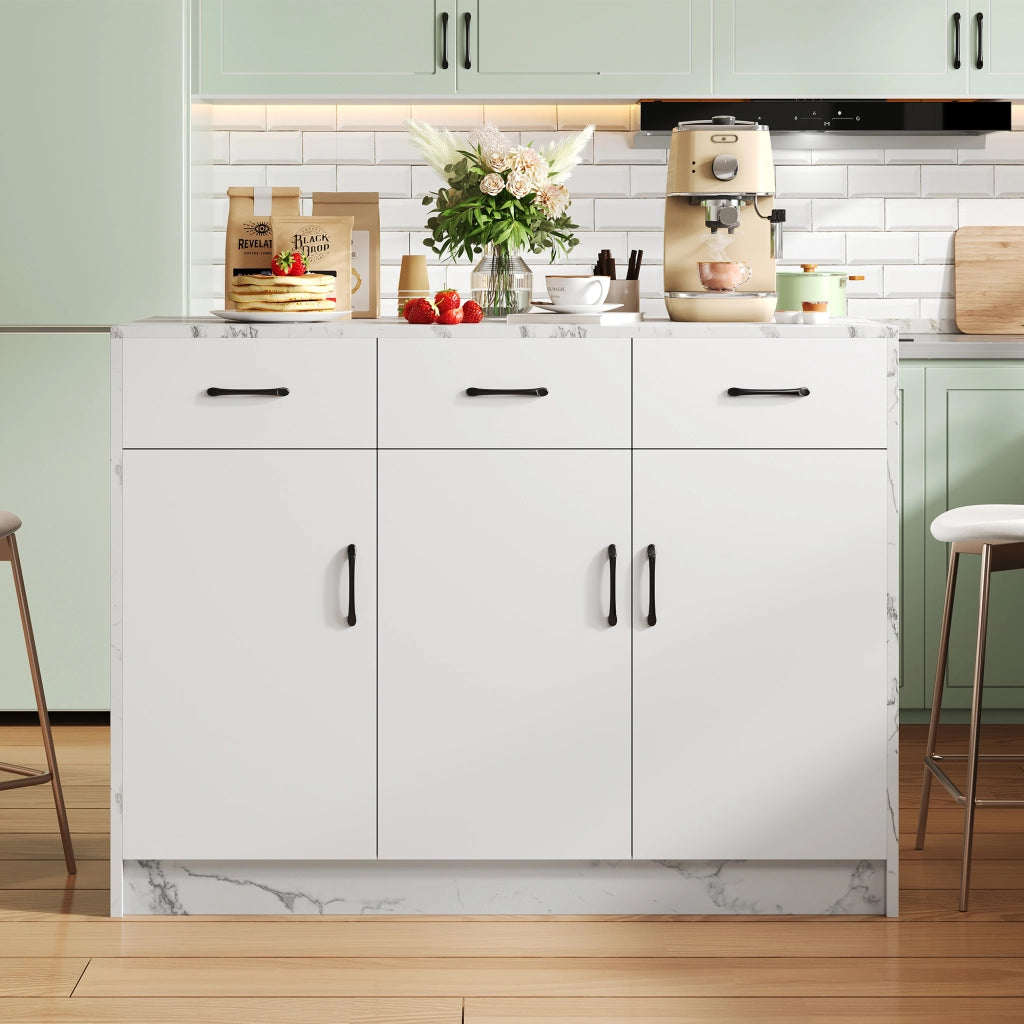 ISOLA DA CUCINA 120x60x90,5 cm Bianco Effetto Marmo con zona bar