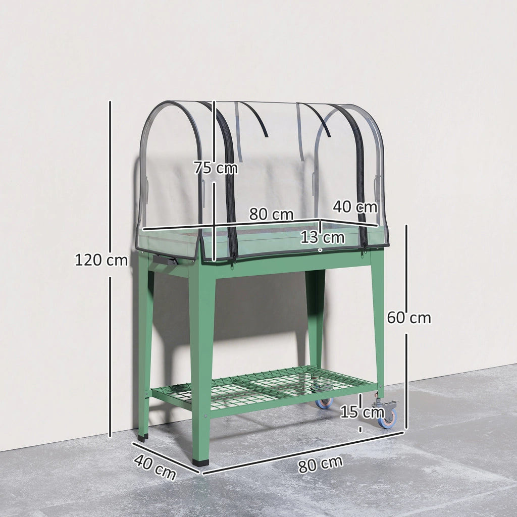 Letto da Giardino Urbano con Ruote e Ripiano ¨C Zephmum ¨C 80x40x120 cm Verde