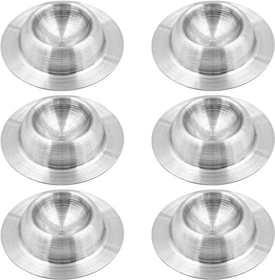 Set di 6 coperchi per uova in acciaio inox per uova sode 4,5 cm di diametro - Argento.