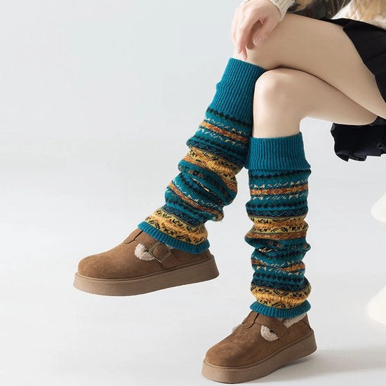 Calzettoni per donna, copri-stivali lungi, calze a strati, calzettoni caldi e spessi per inverno, leggings, copri-stivali fino alle ginocchia, colore blu scuro