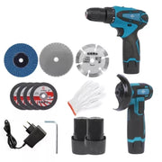 Trade Shop - Set Trapano Avvitatore + Flex Smerigliatrice Angolare A Batteria 18v Con Accessori -