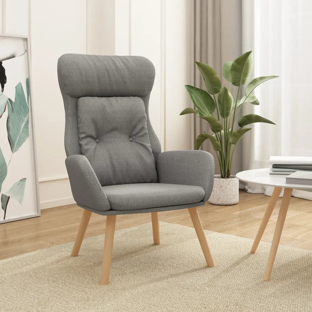 Poltrona | Sedia Relax Rilassante Grigio Chiaro in Tessuto